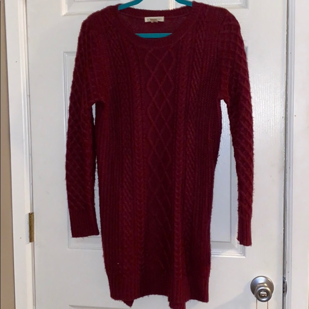 deep maroon sweater dress